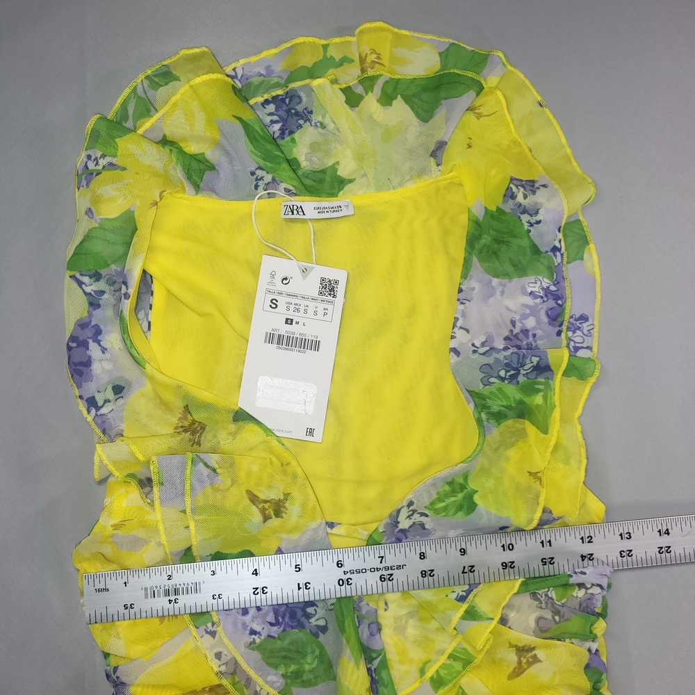 Zara Yellow Floral Mini Dress - Picture 4 of 7